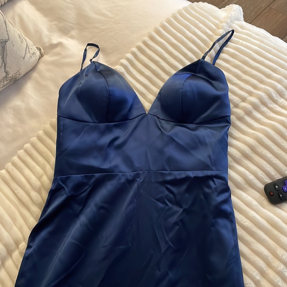 Navy Satin Dress